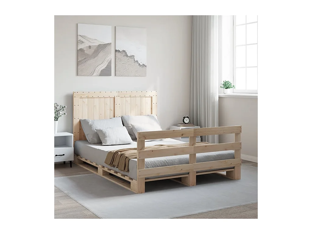 Cadre de lit sans matelas avec tête de lit bois massif