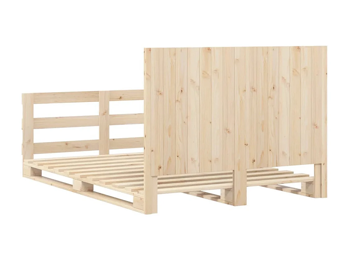 Bedframe met hoofdbord massief grenenhout wit 140x200 cm