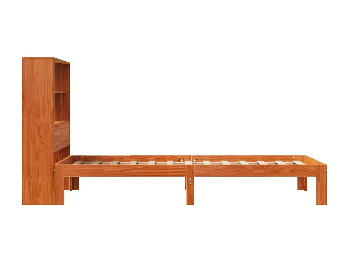 Lit bibliothèque sans matelas cire marron 90x200 cm pin massif