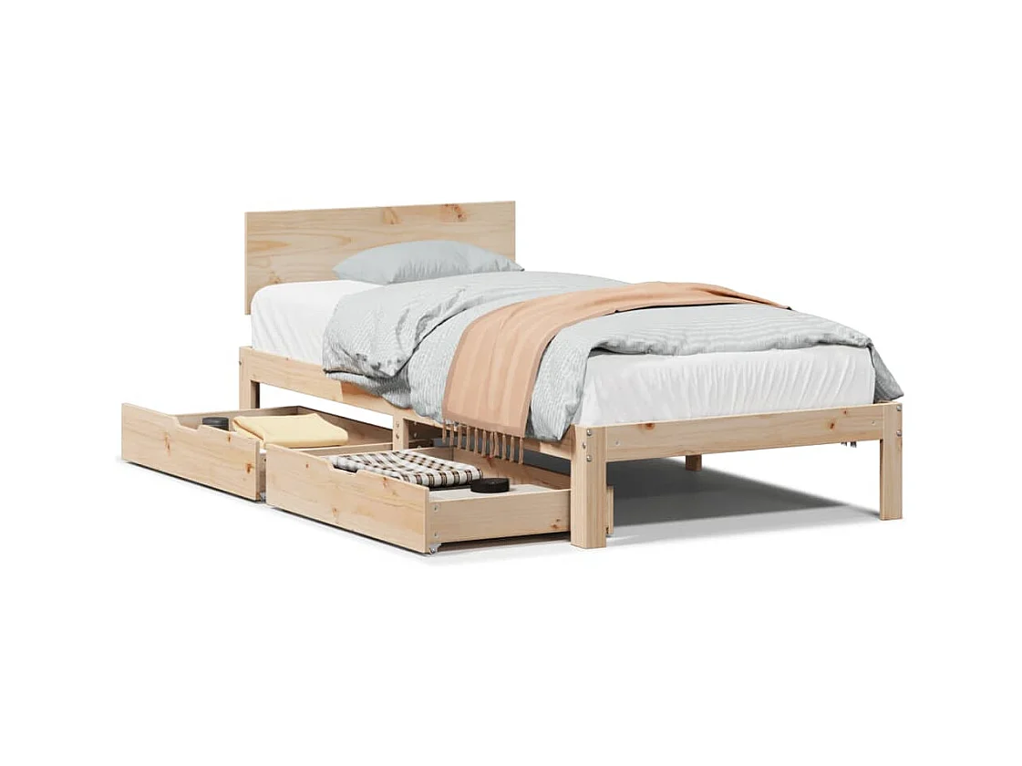 Bedframe met lades massief grenenhout 90x200 cm