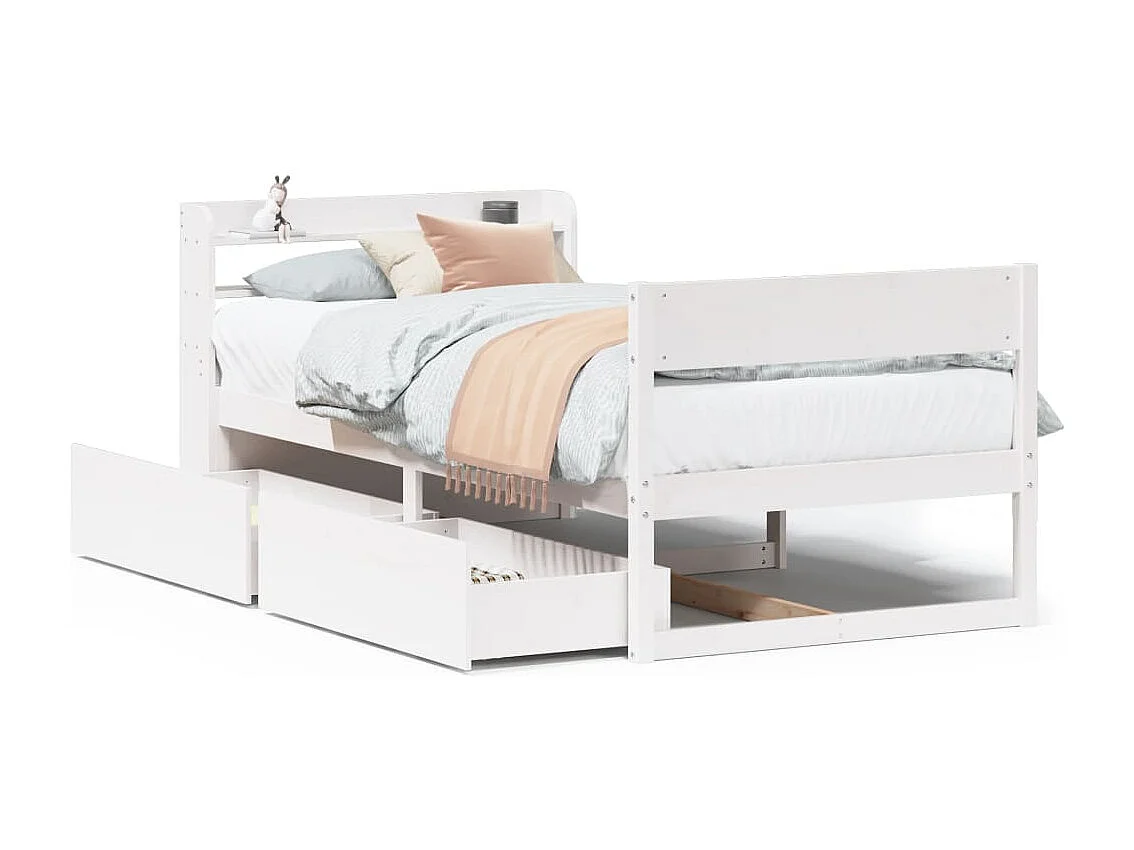 Cadre de lit sans matelas blanc 75x190 cm bois de pin massif