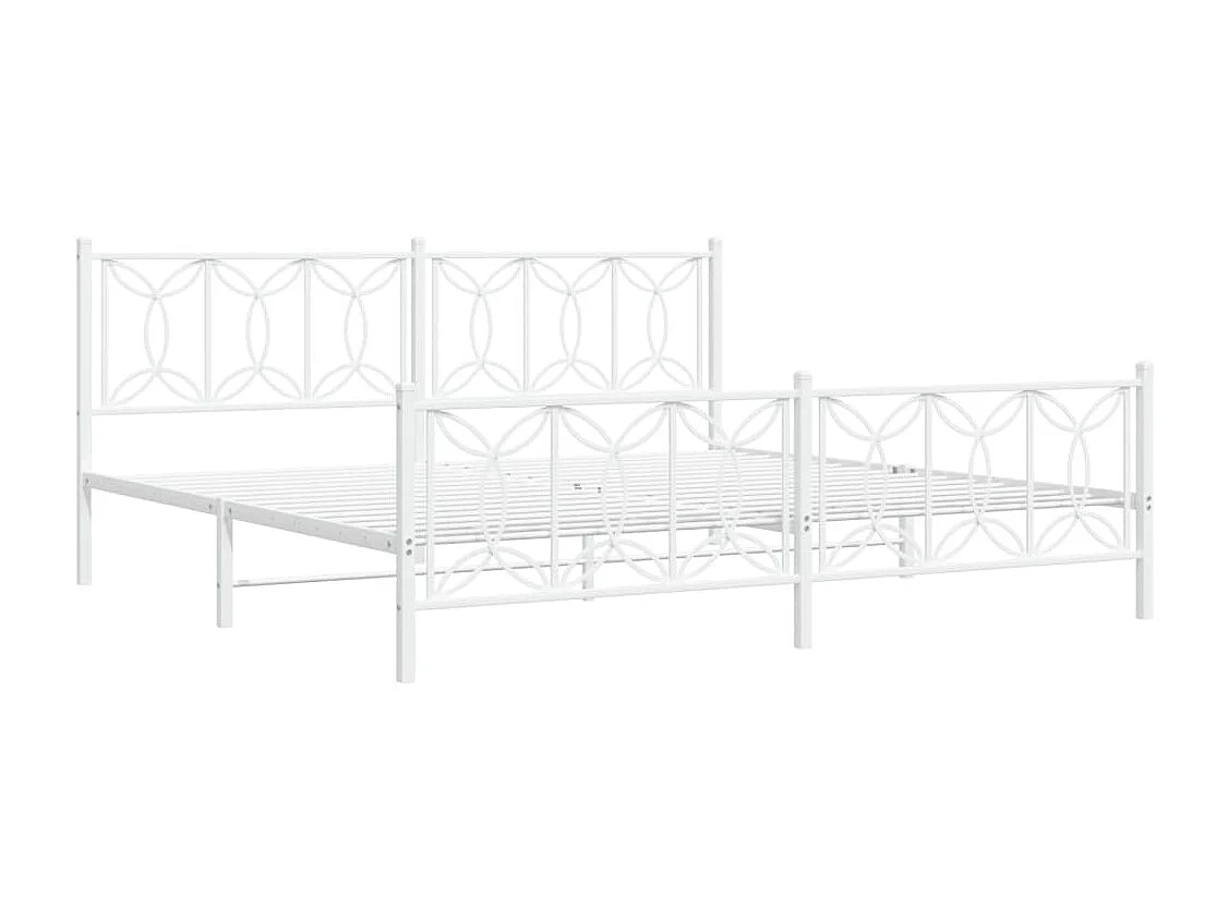 Estrutura de cama com cabeceira e pés 193x203 cm metal branco