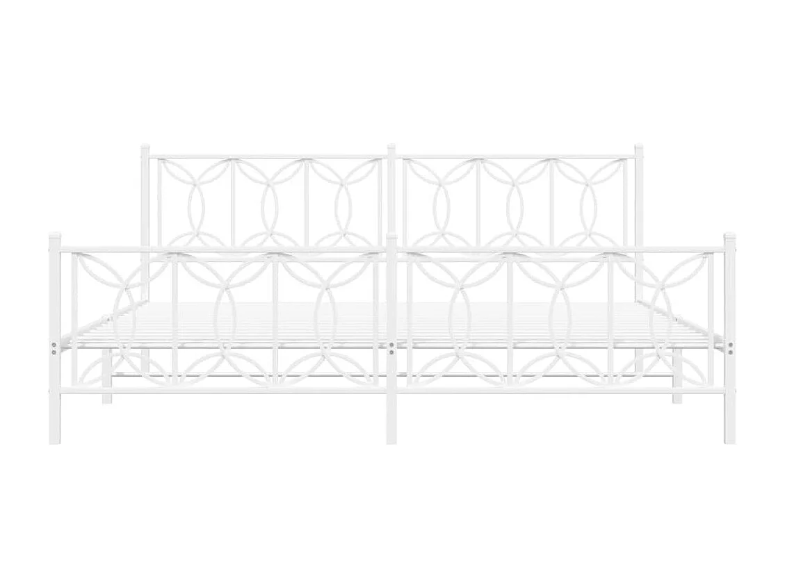 Estrutura de cama com cabeceira e pés 193x203 cm metal branco