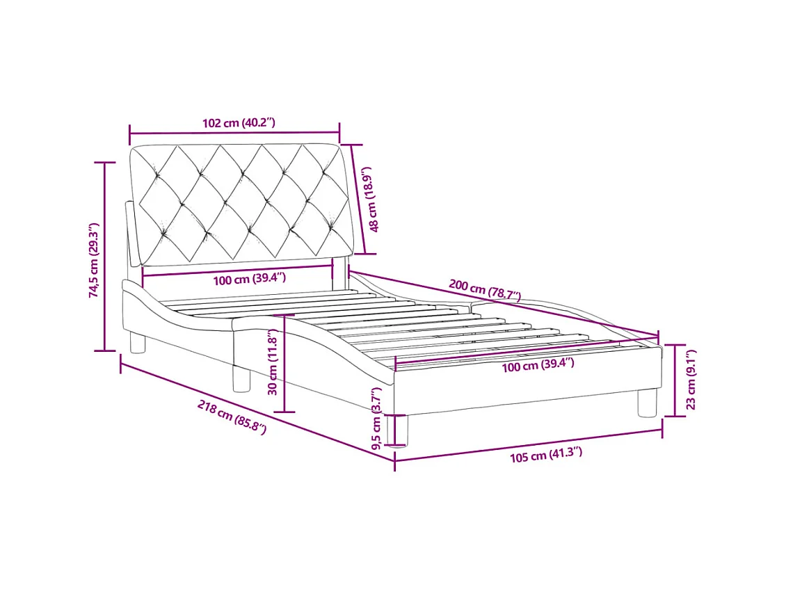 Bedframe zonder matras 100x200 cm fluweel donkergrijs