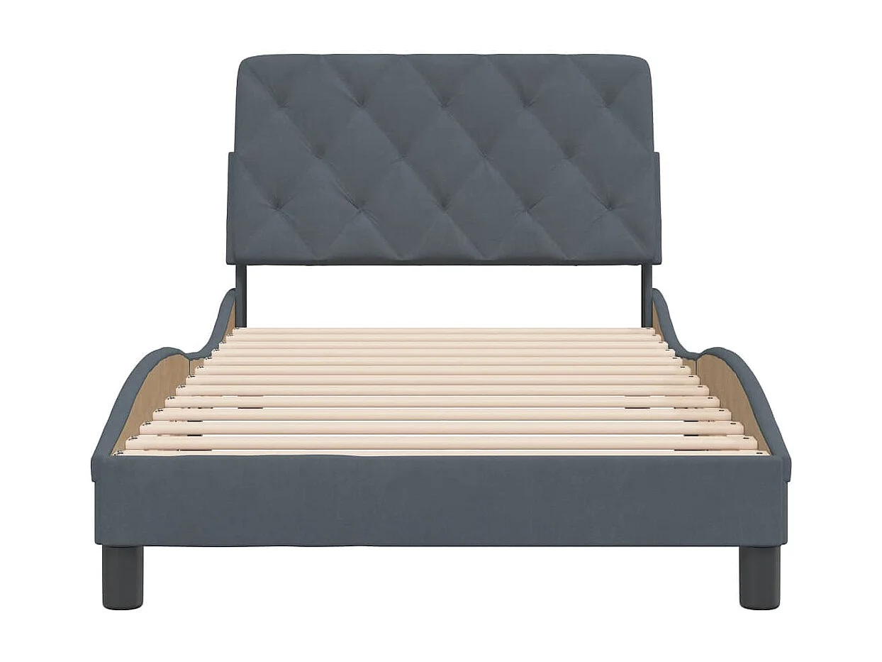 Estrutura de cama sem colchão 100x200 cm veludo cinzento-escuro