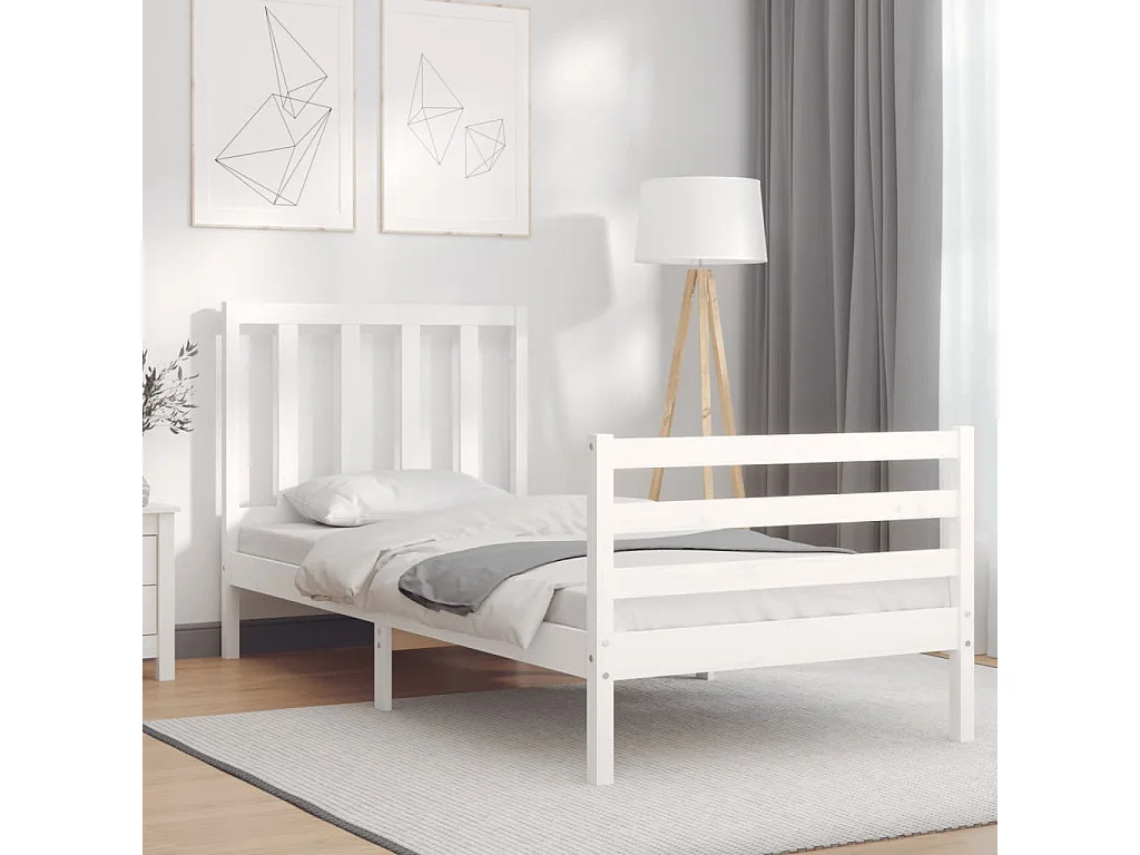 Cadre de lit sans matelas blanc 100x200 cm bois de pin massif