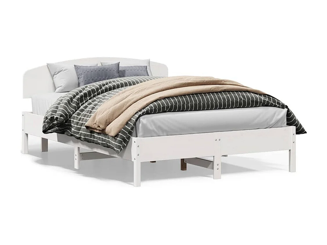Cadre de lit sans matelas blanc 160x200 cm bois de pin massif