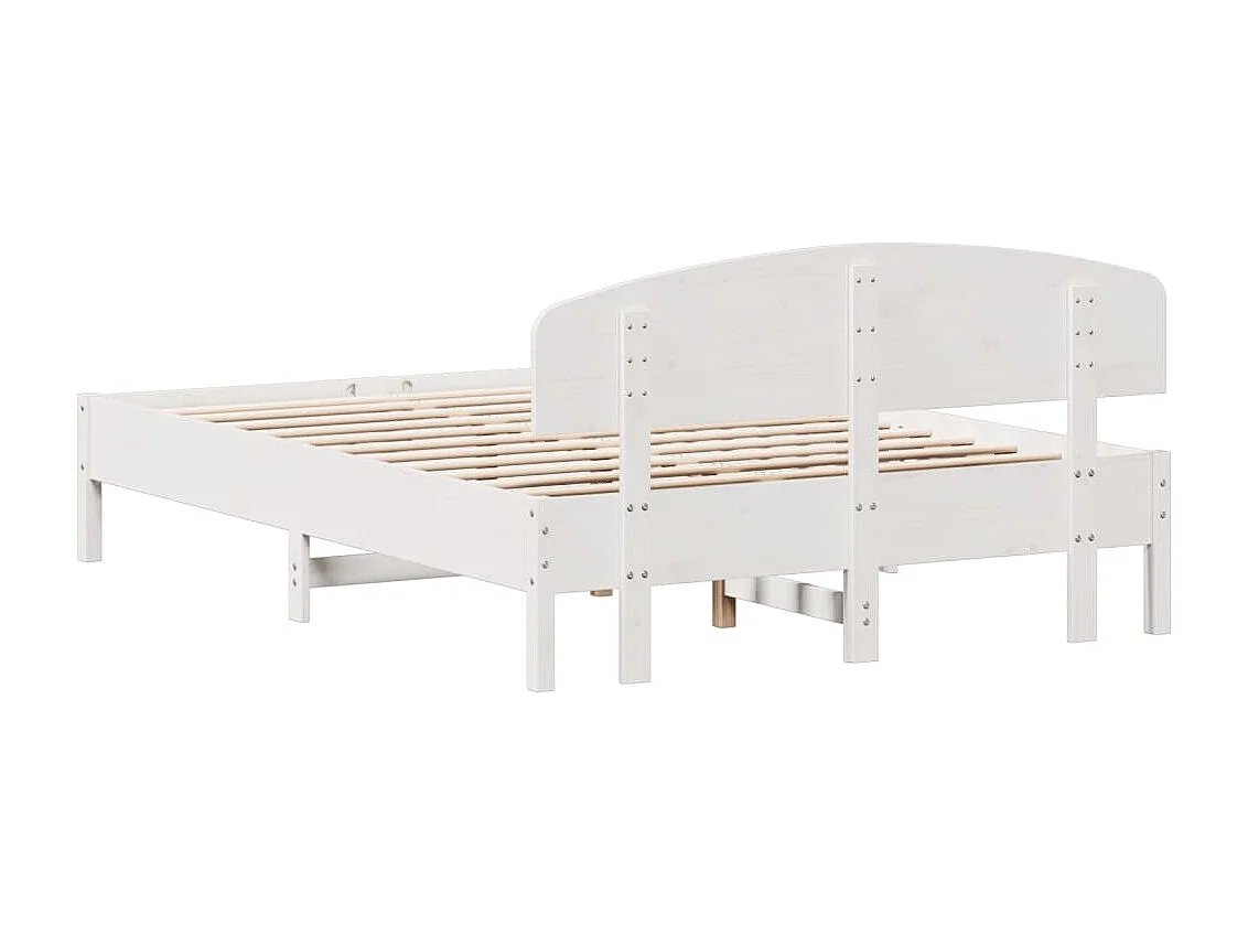 Cadre de lit sans matelas blanc 160x200 cm bois de pin massif