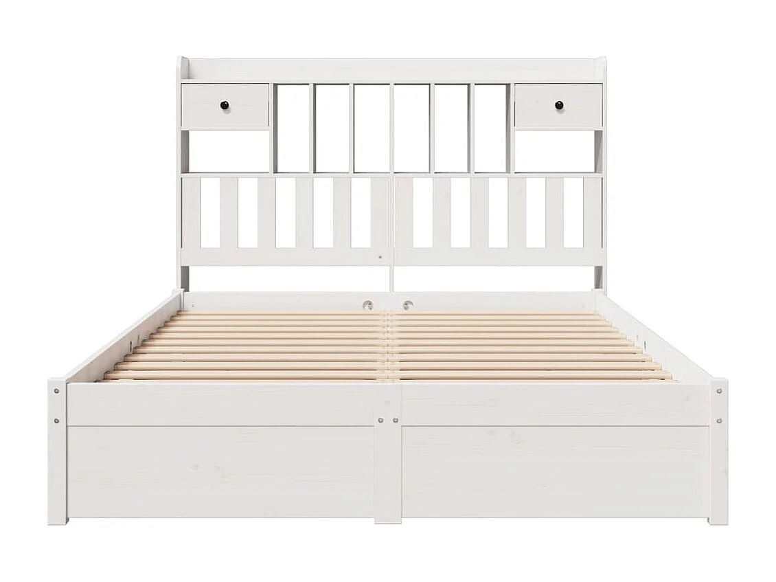 Bed met boekenkast zonder matras grenenhout wit 160x200 cm