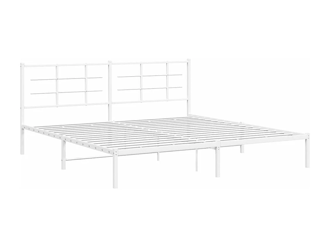 Cadre de lit métal sans matelas et tête de lit blanc 193x203 cm