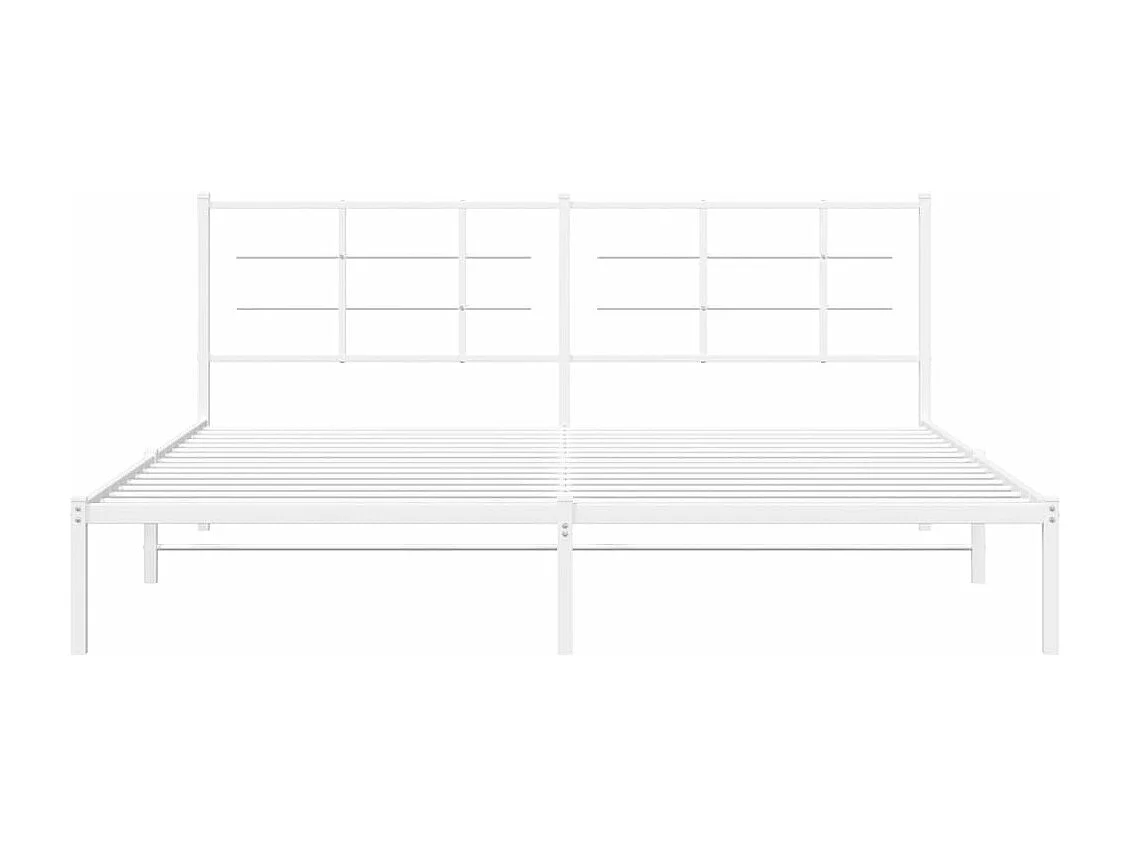 Cadre de lit métal sans matelas et tête de lit blanc 193x203 cm