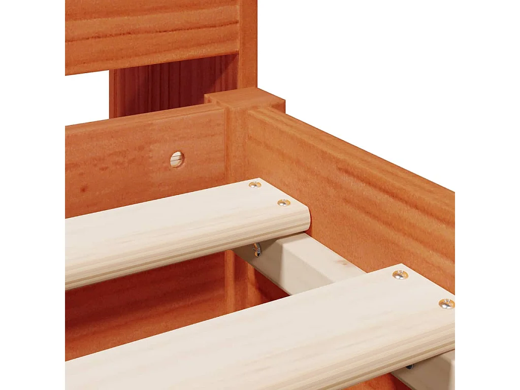 Lit bibliothèque sans matelas cire marron 135x190 cm pin massif