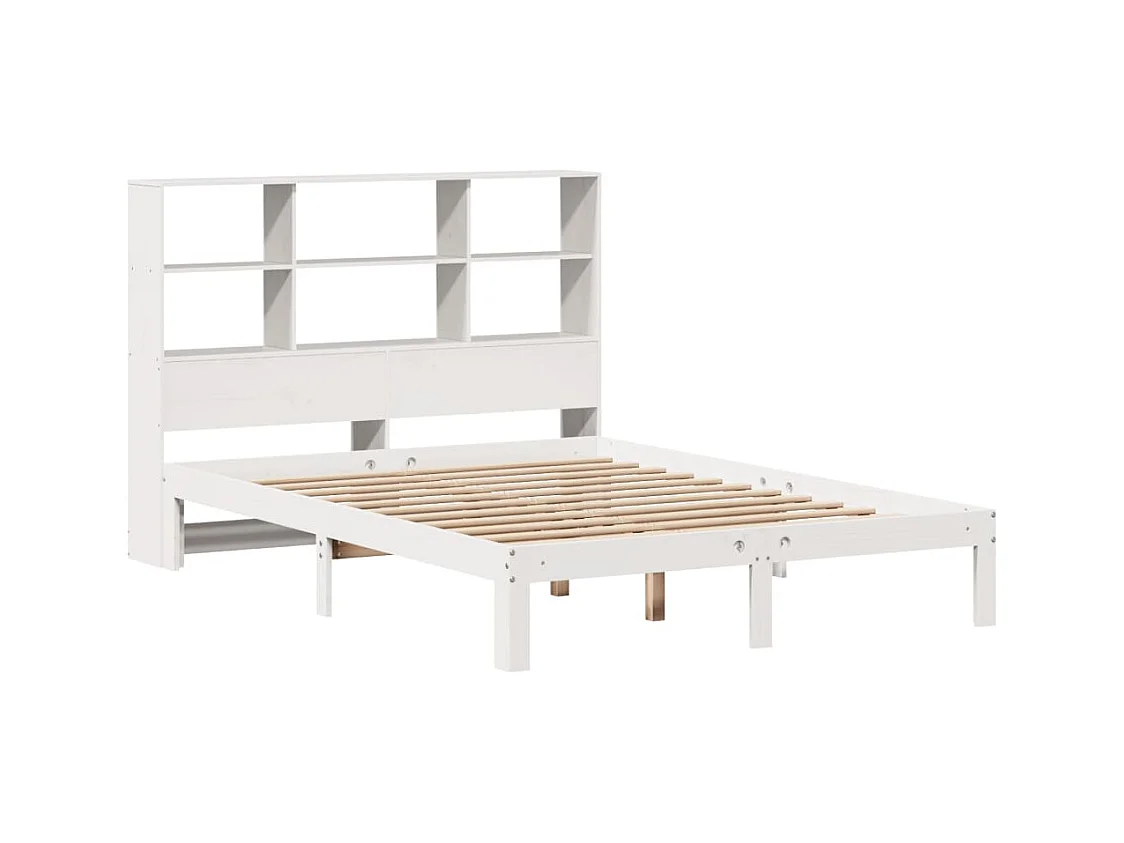 Lit bibliothèque sans matelas blanc 120x200 cm bois pin massif