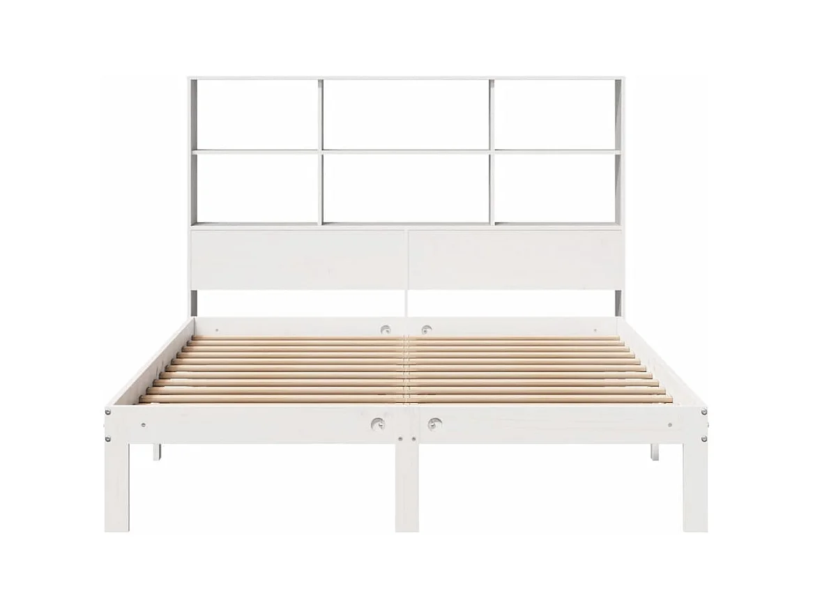Lit bibliothèque sans matelas blanc 120x200 cm bois pin massif