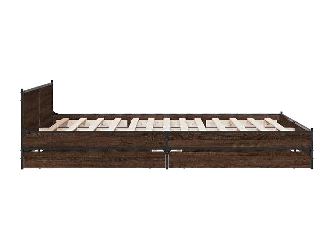 Cadre de lit avec tiroirs sans matelas chêne marron 120x200 cm