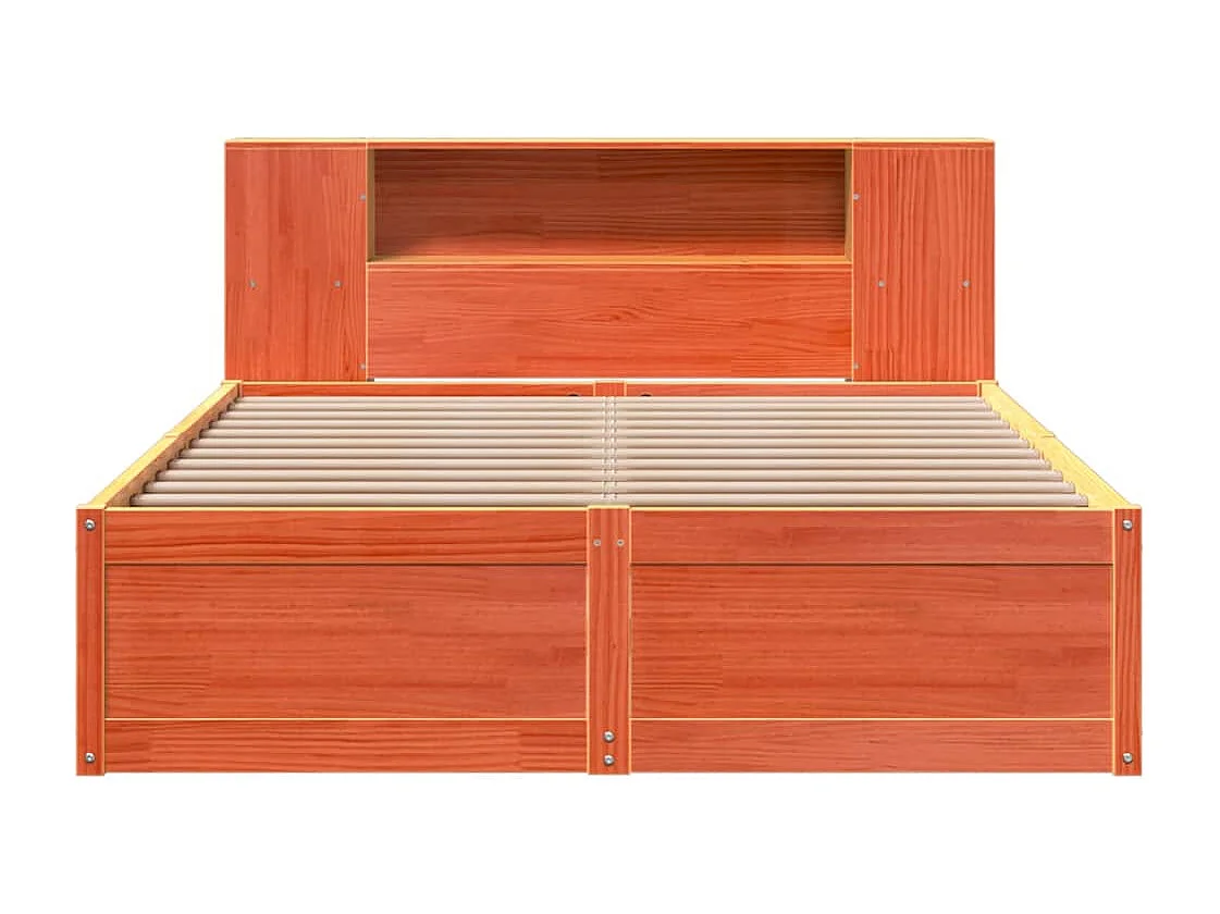 Cadre de lit sans matelas cire marron 140x200cm bois pin massif