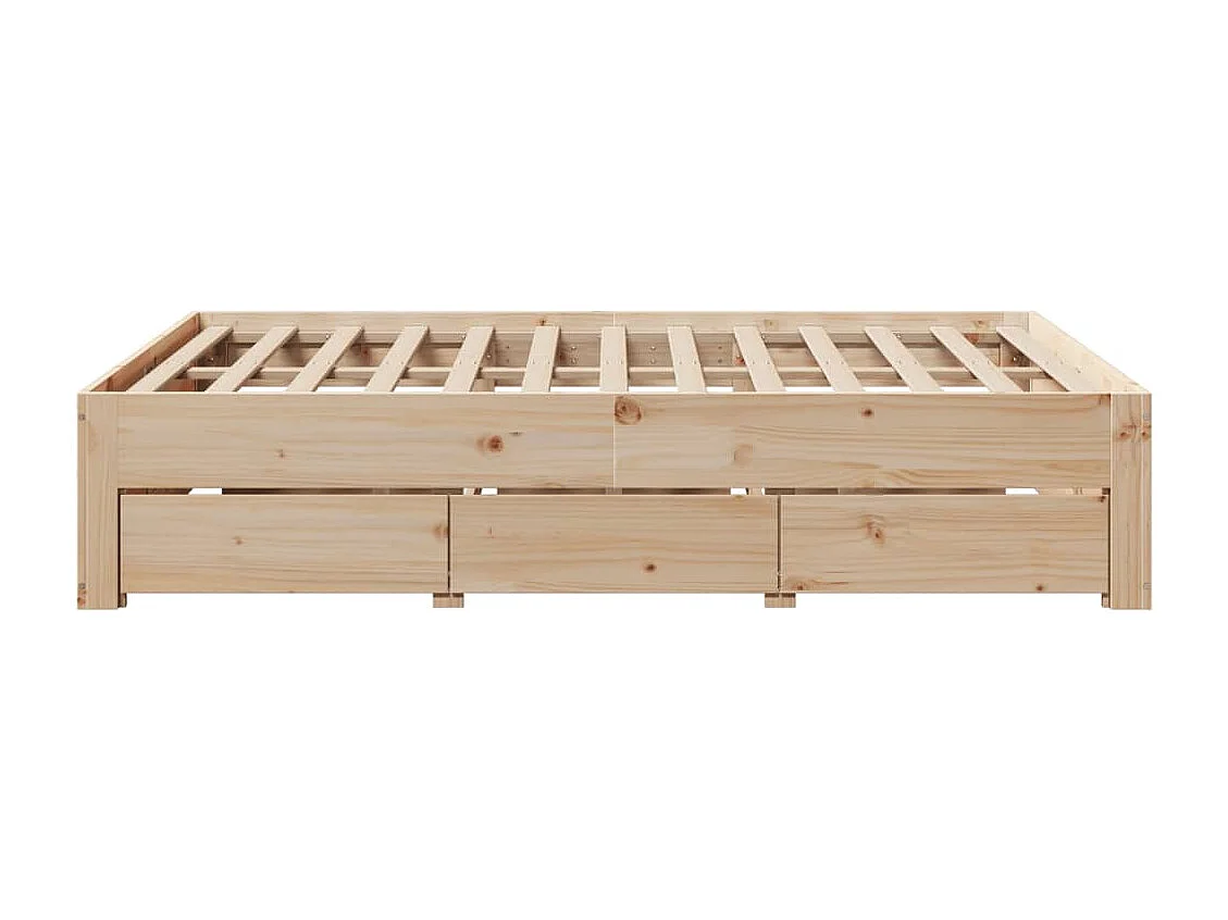 Cadre de lit sans matelas avec tiroirs 140x190 cm bois de pin
