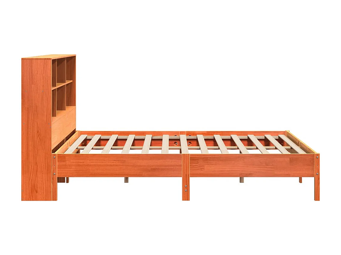 Cama con estantería sin colchón madera maciza marrón 180x200cm