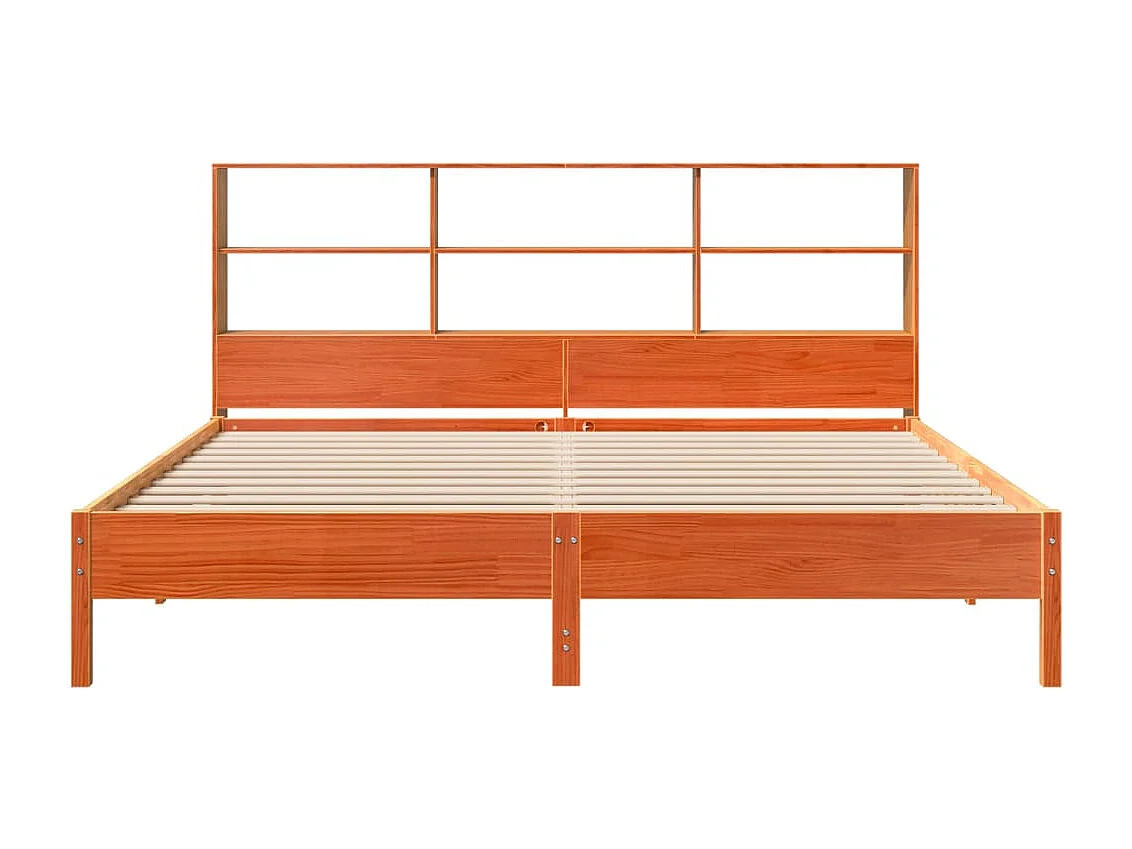 Bed met boekenkast zonder matras grenenhout wasbruin 180x200 cm