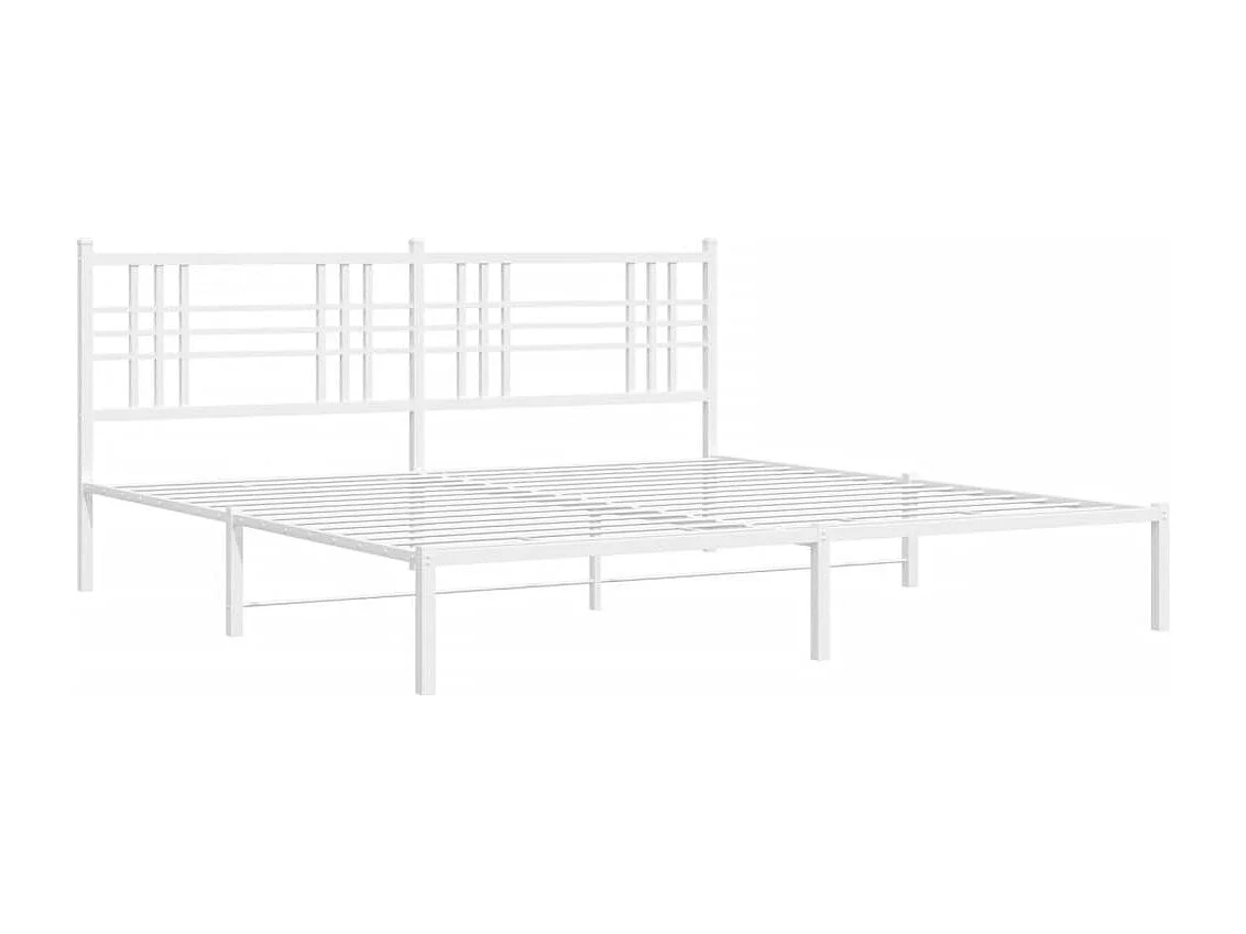 Cadre de lit métal sans matelas et tête de lit blanc 183x213 cm
