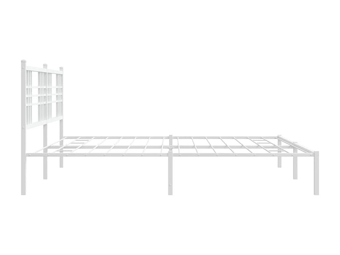 Cadre de lit métal sans matelas et tête de lit blanc 183x213 cm