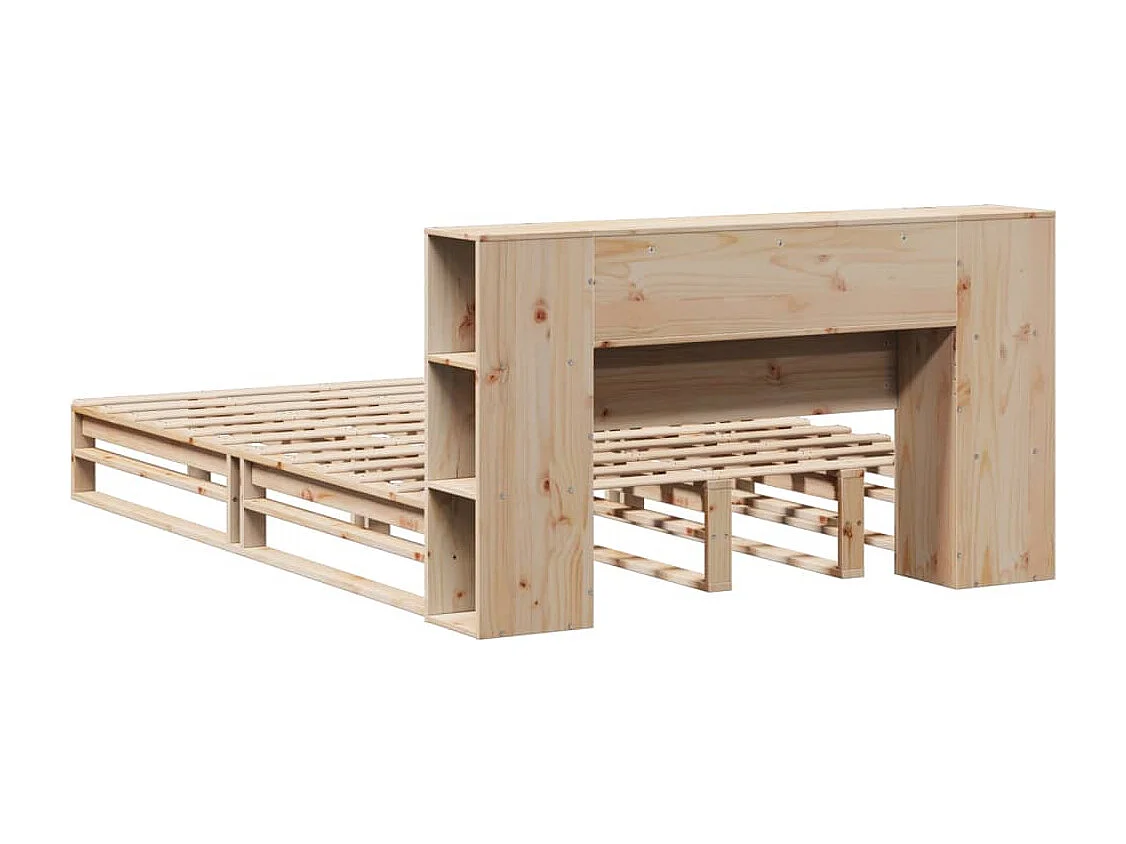 Lit bibliothèque sans matelas 150x200 cm bois massif