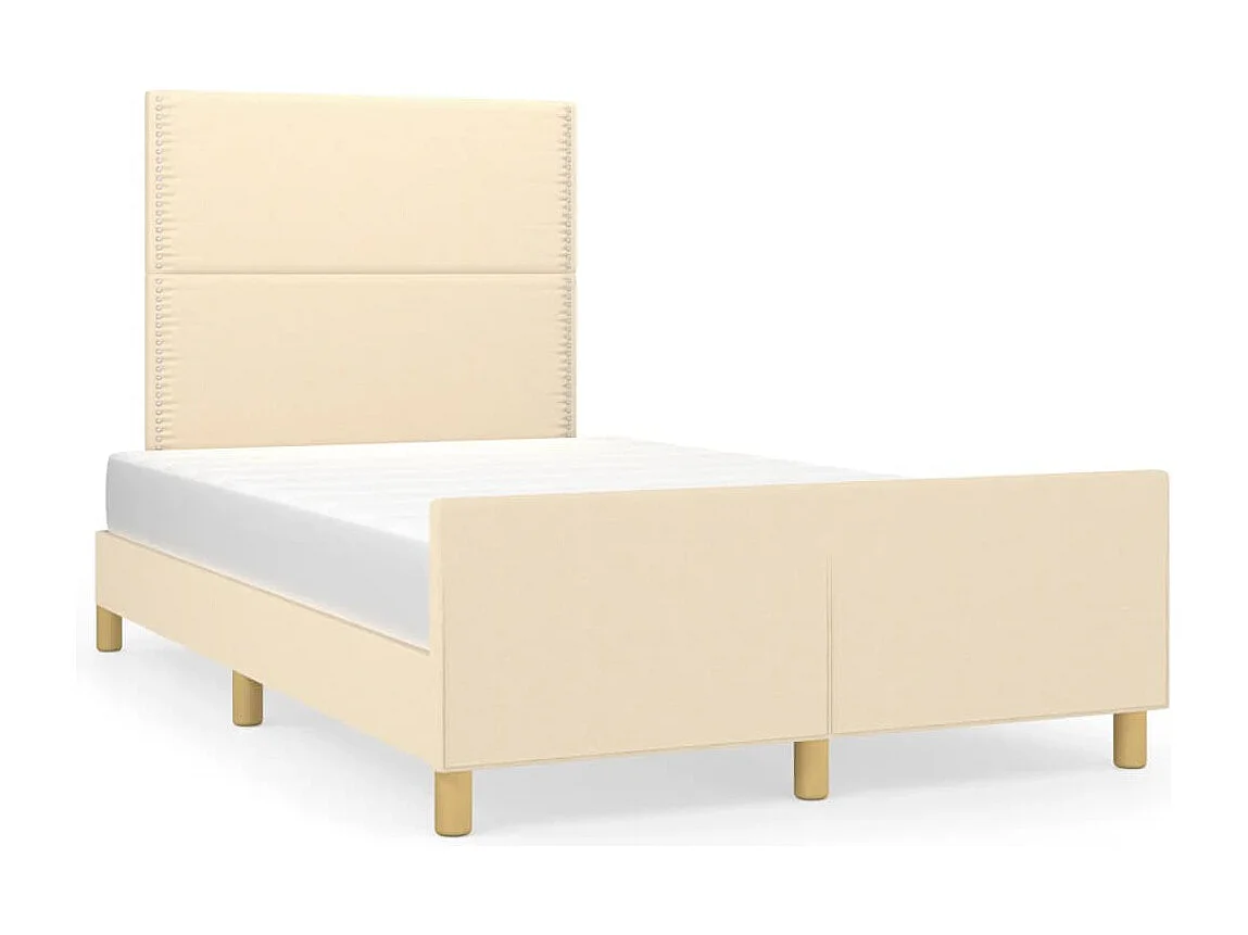 Estrutura de cama sem colchão 120x200 cm tecido cor creme