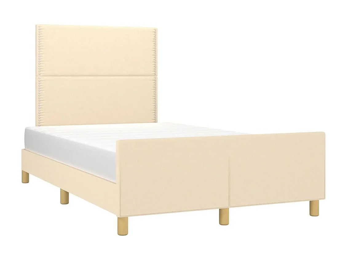 Cadre de lit sans matelas crème 120x200 cm tissu