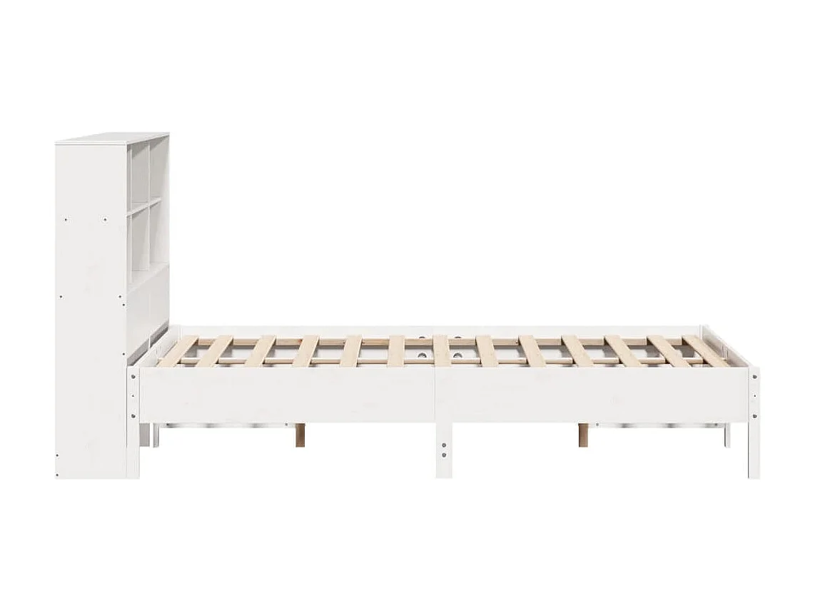 Lit bibliothèque sans matelas blanc 150x200 cm bois pin massif