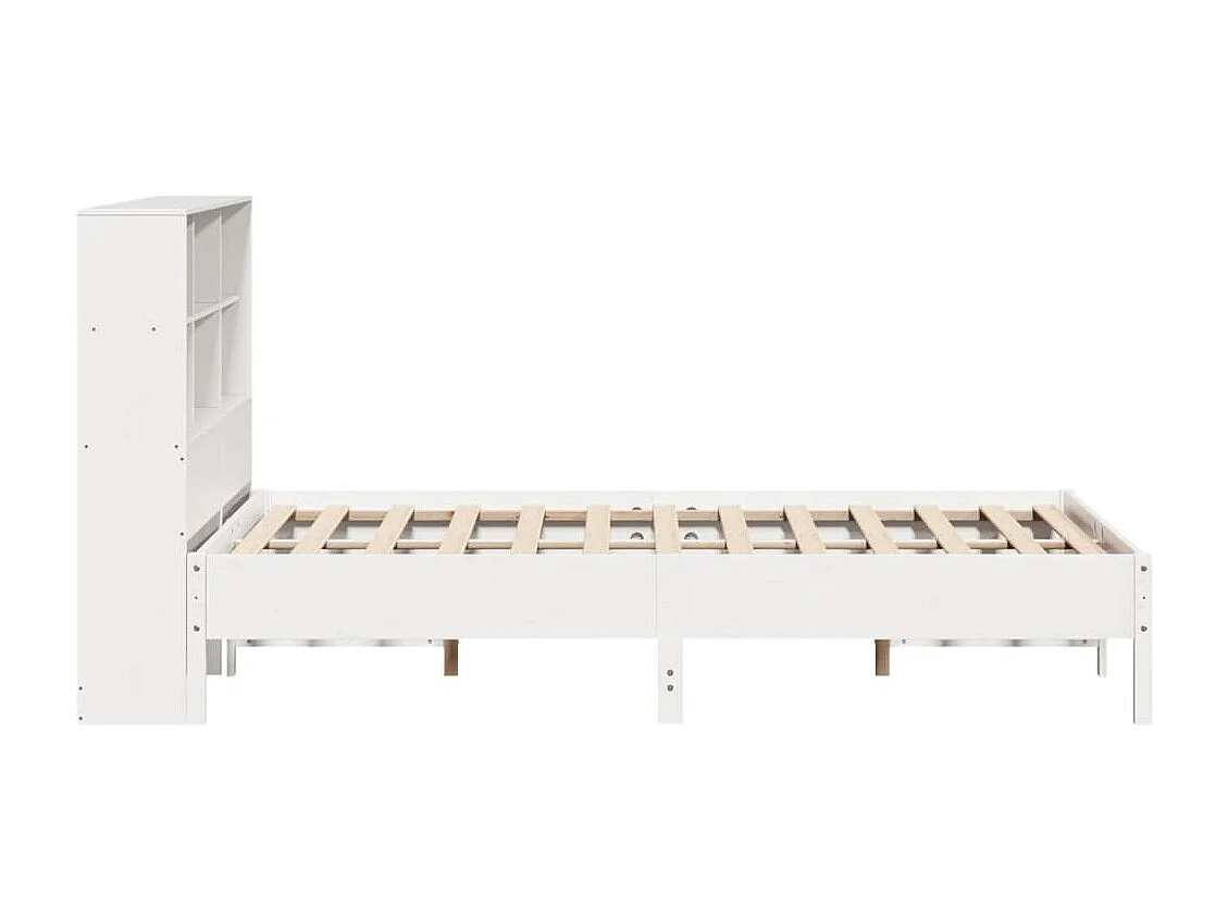Lit bibliothèque sans matelas blanc 150x200 cm bois pin massif