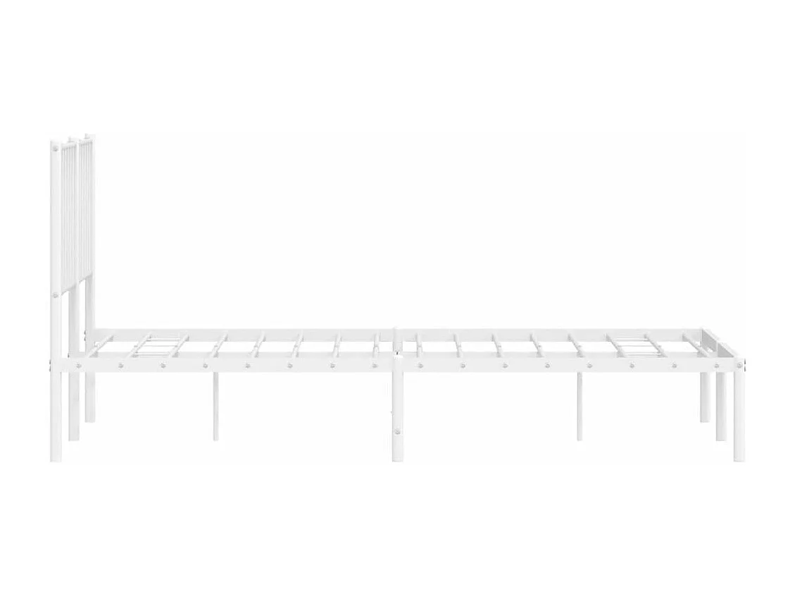 Cadre de lit métal sans matelas et tête de lit blanc 135x190 cm