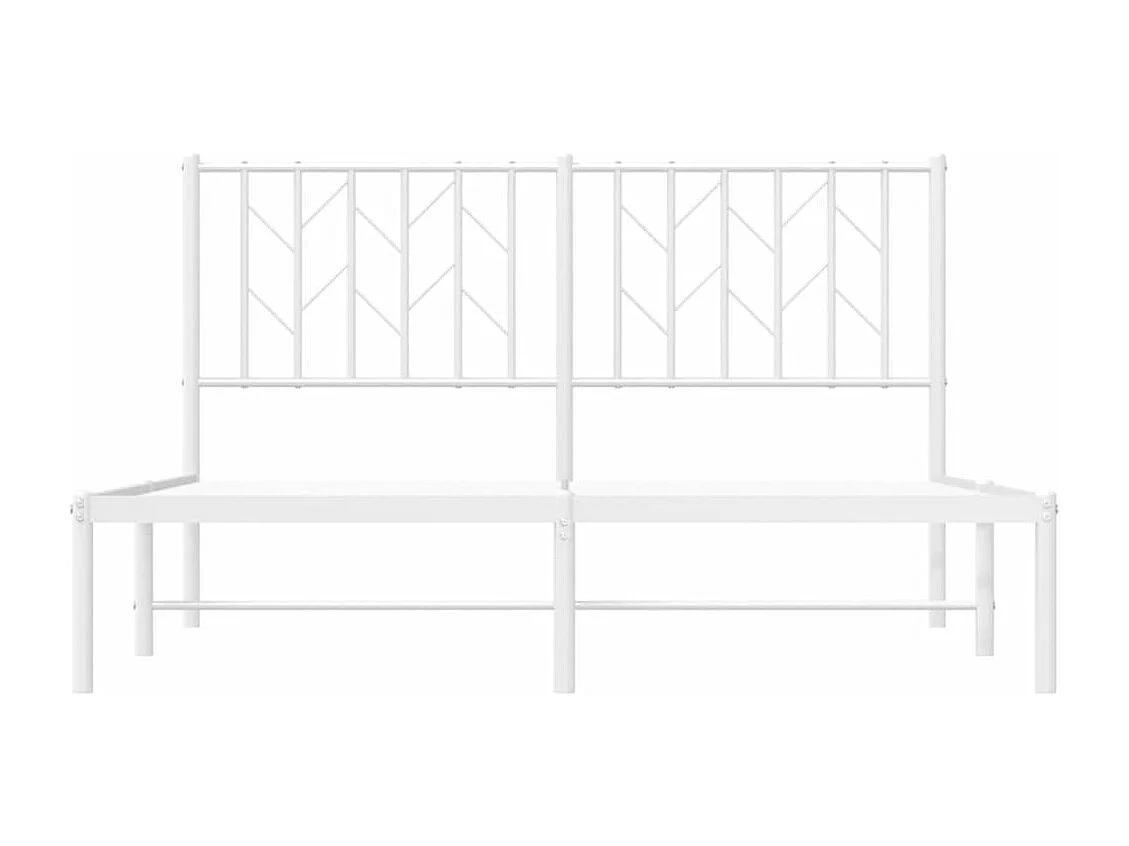 Cadre de lit métal sans matelas et tête de lit blanc 135x190 cm