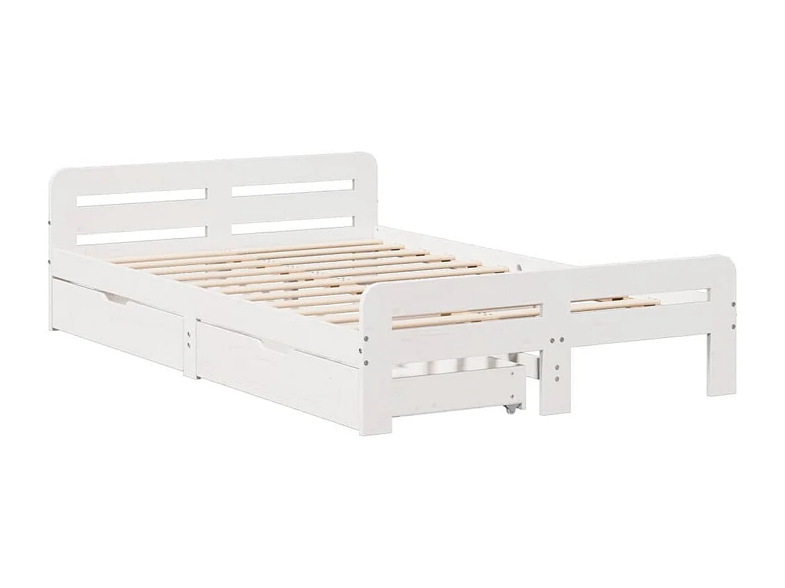 Cadre de lit sans matelas blanc 135x190 cm bois de pin massif