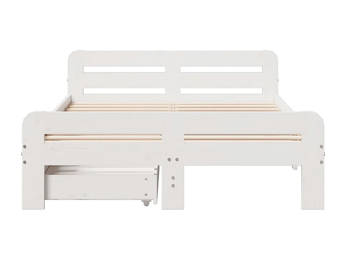 Cadre de lit sans matelas blanc 135x190 cm bois de pin massif