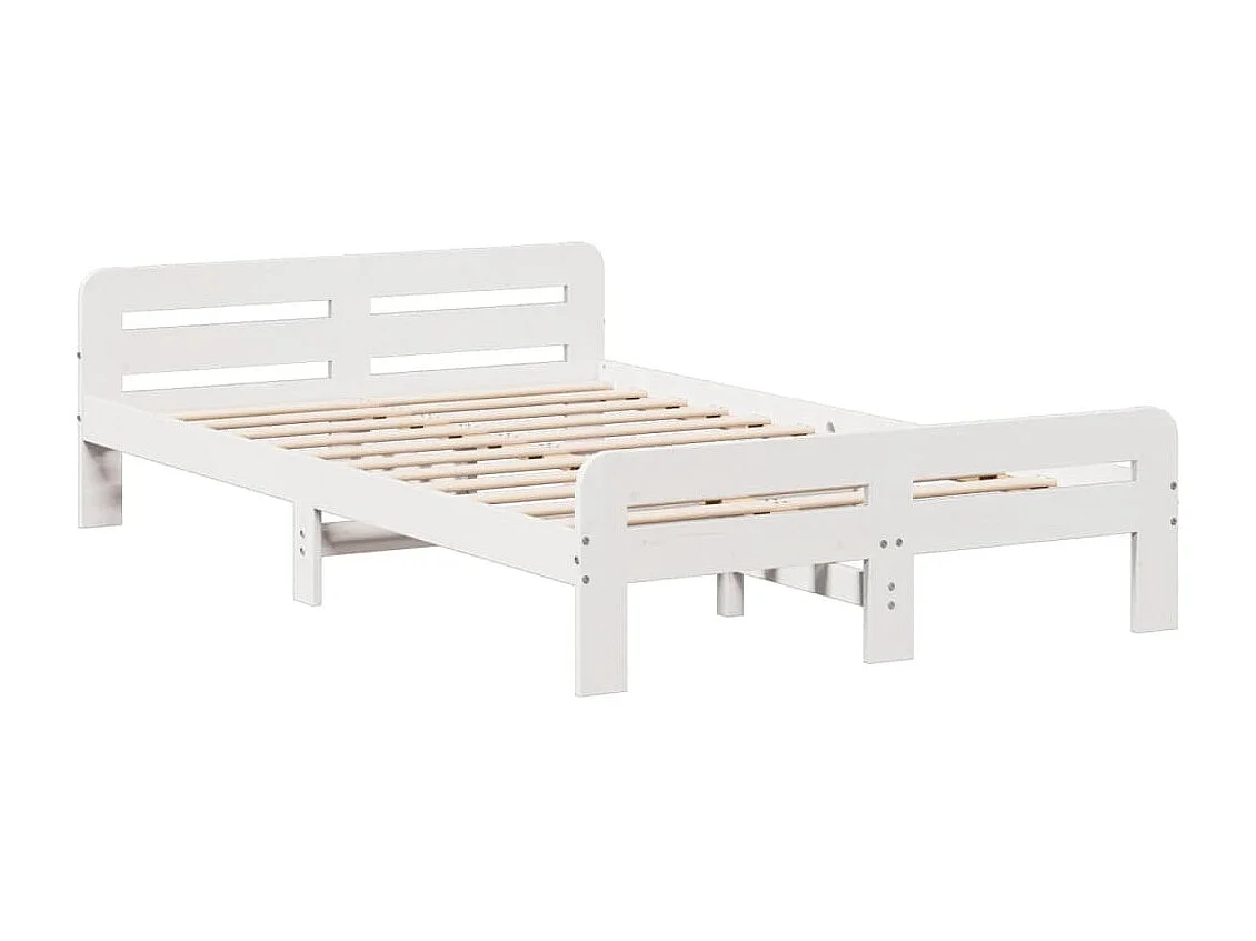 Massivholzbett ohne Matratze Weiß 135x190 cm Kiefernholz