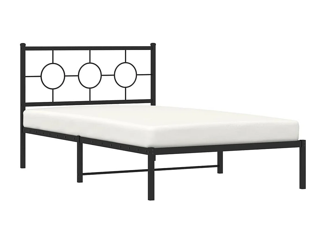 Cadre de lit métal sans matelas avec tête de lit noir 107x203cm