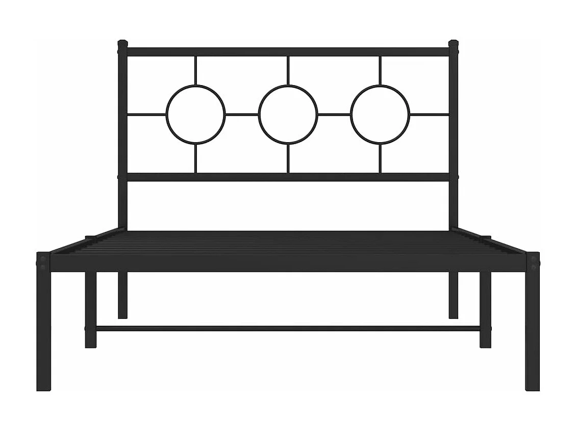 Cadre de lit métal sans matelas avec tête de lit noir 107x203cm