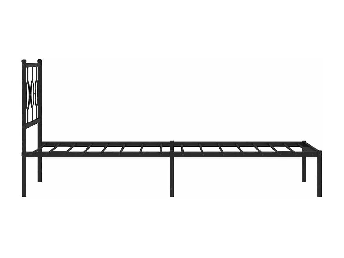 Cadre de lit métal sans matelas avec tête de lit noir 107x203cm