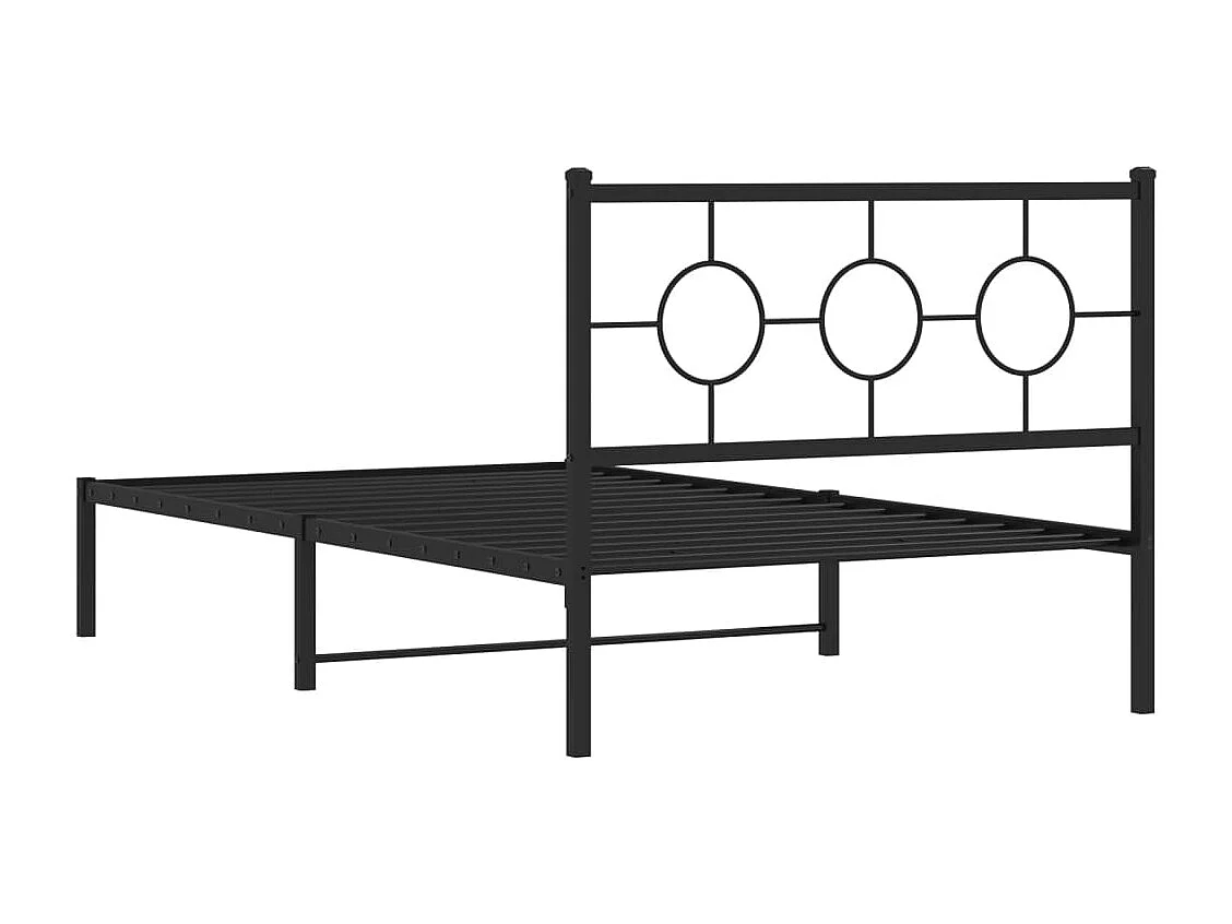 Bedframe met hoofdbord metaal zwart 107x203 cm