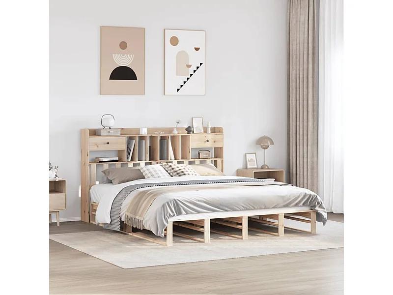 Bed met boekenkast zonder matras massief grenenhout 180x200 cm