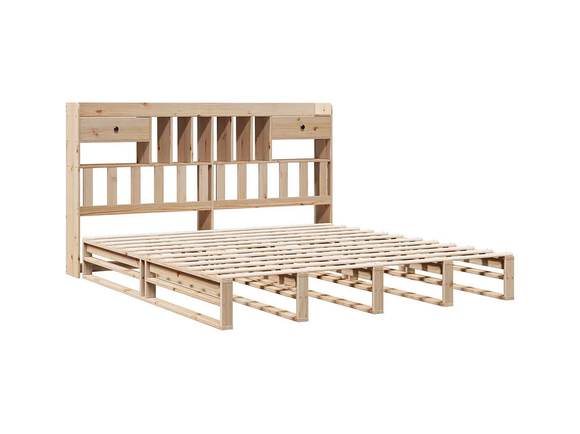 Massivholzbett mit Regal ohne Matratze 180x200 cm Kiefernholz