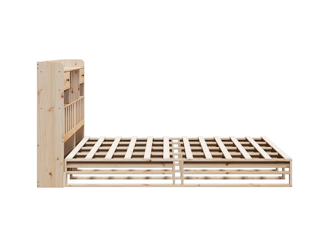 Massivholzbett mit Regal ohne Matratze 180x200 cm Kiefernholz