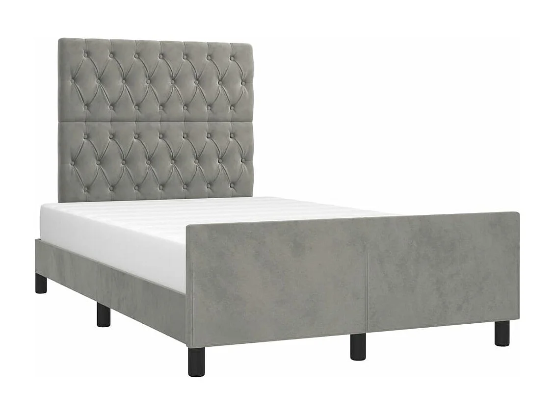 Cadre de lit sans matelas gris clair 120x190 cm velours