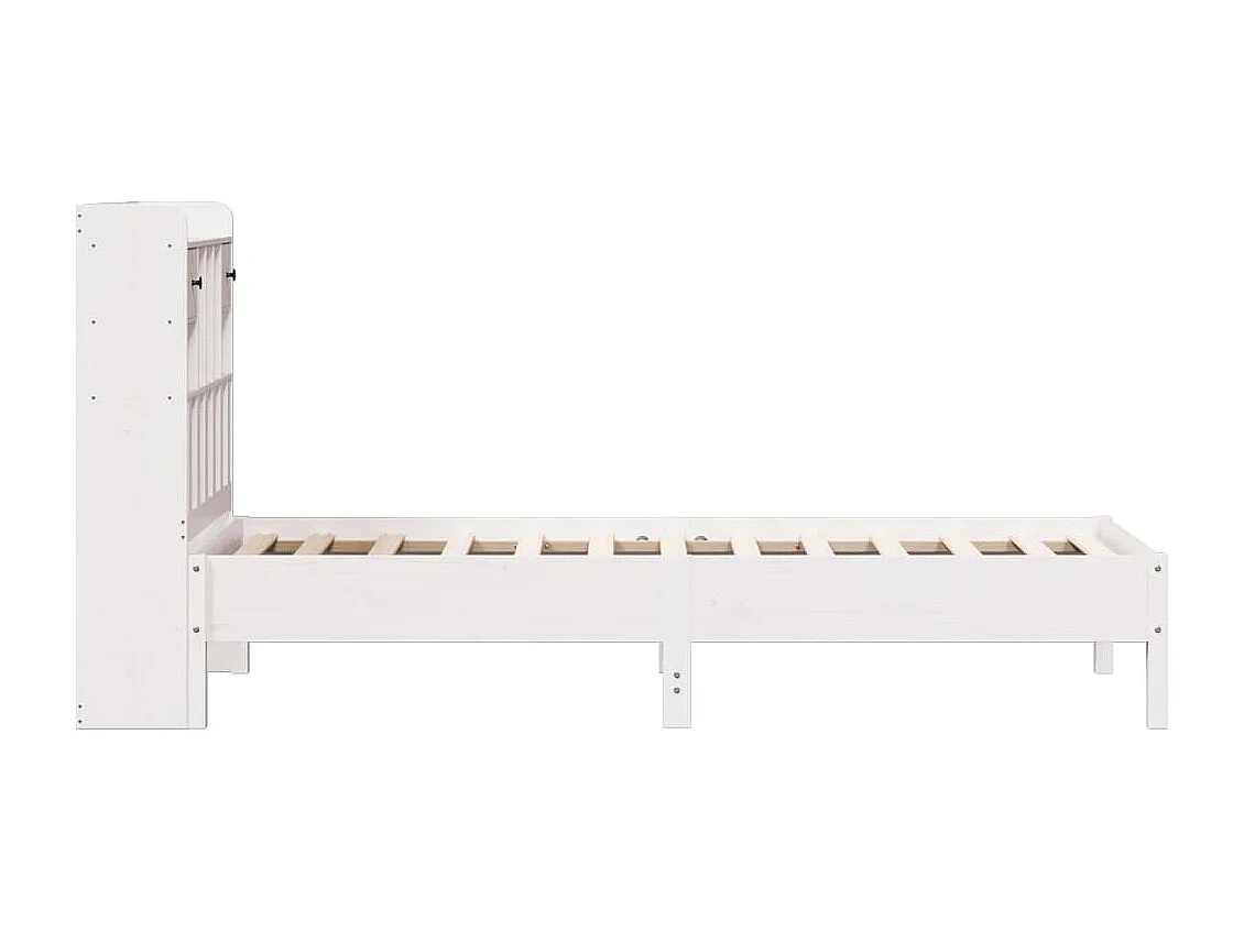 Massivholzbett mit Regal ohne Matratze Weiß 100x200 cm Kiefer
