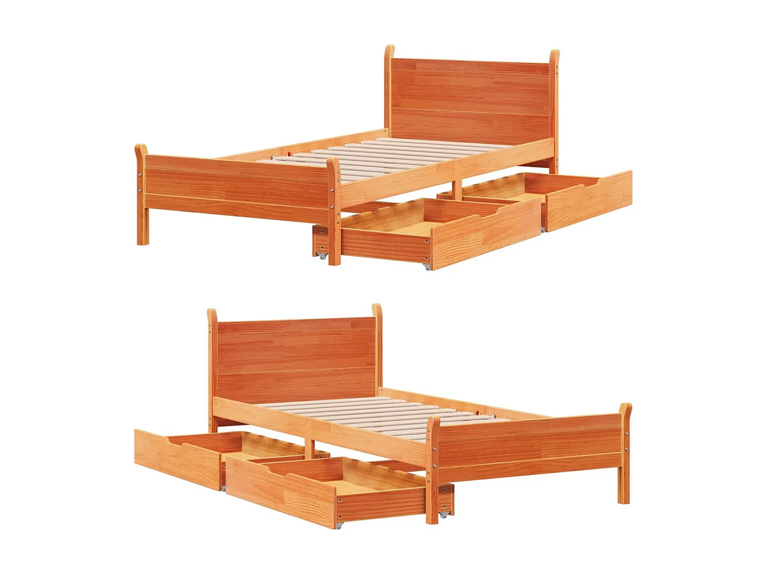 Cadre de lit sans matelas cire marron 90x200 cm bois pin massif