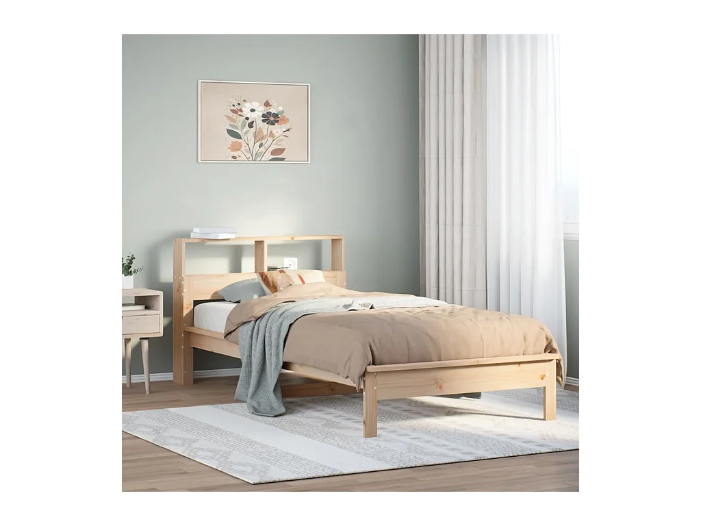Massivholzbett mit Regal ohne Matratze 90x200 cm Kiefer