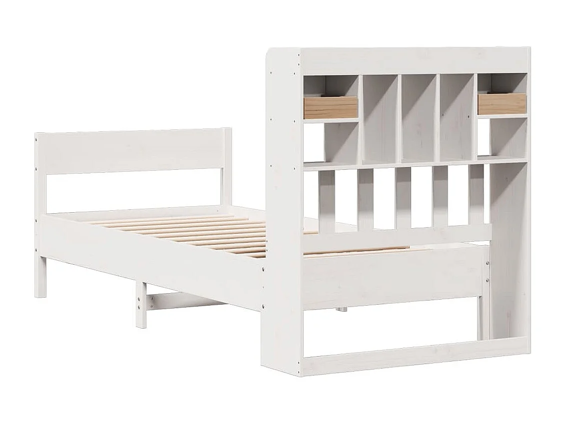 Letto Libreria senza Materasso Bianca 90x200 cm Legno di Pino