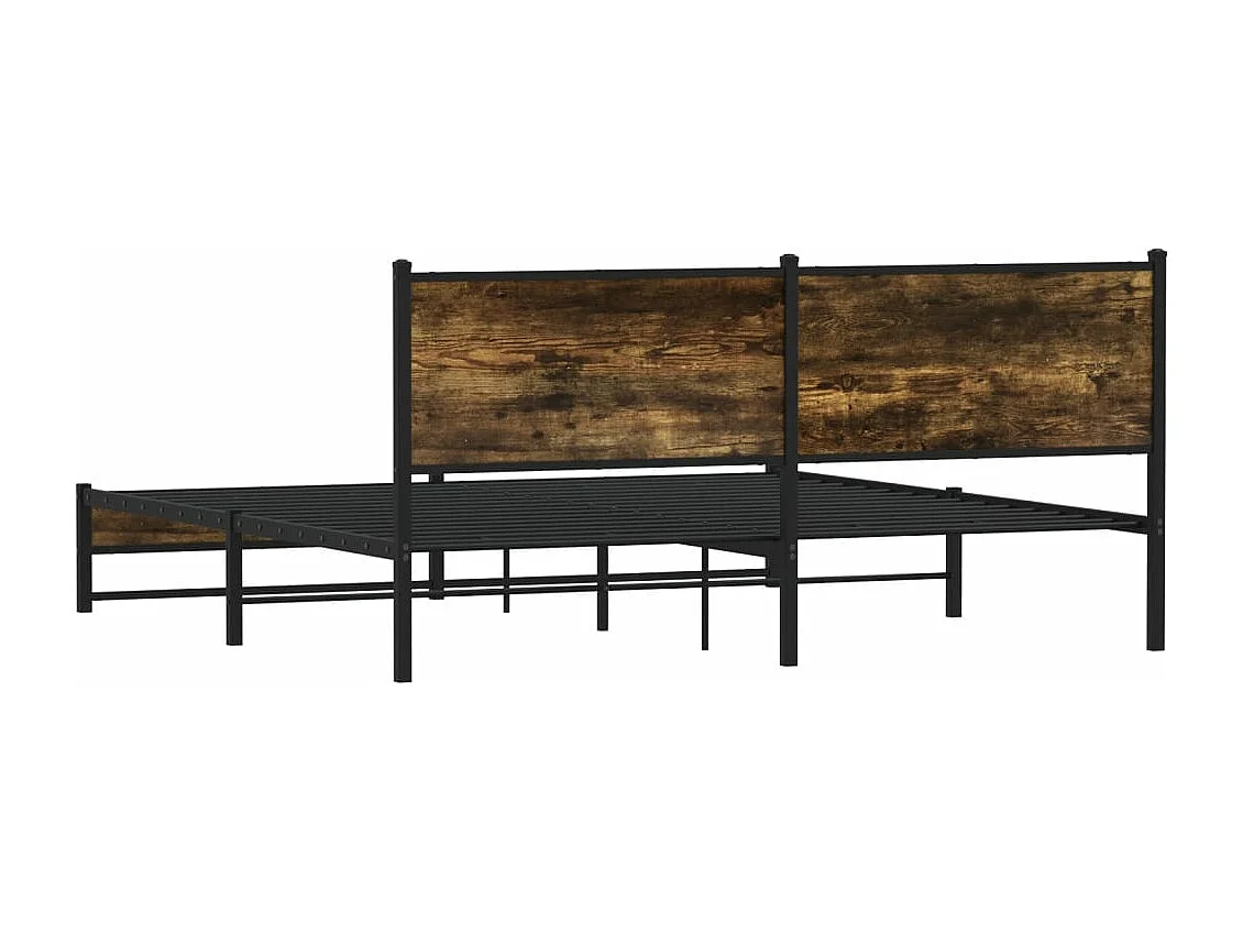 Cadre de lit en métal sans matelas chêne fumé 160x200 cm