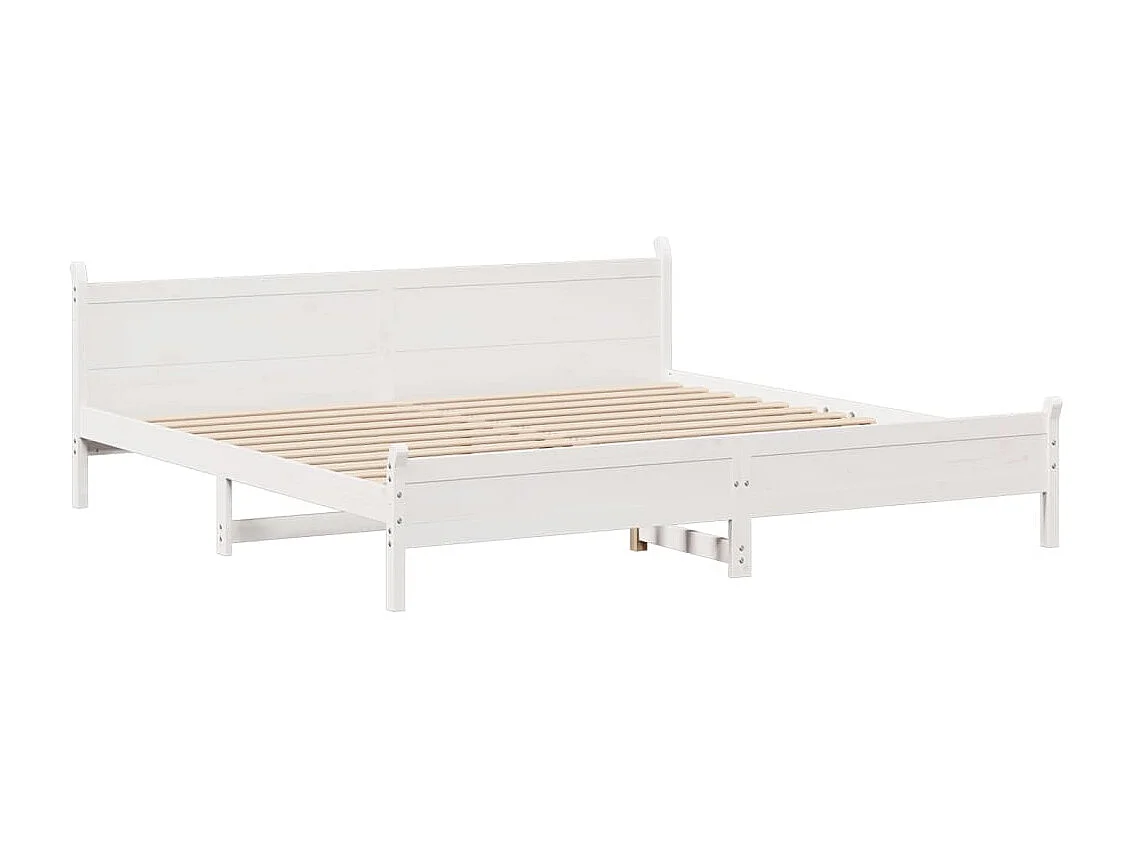 Cama sem colchão 200x200 cm madeira de pinho maciça branco