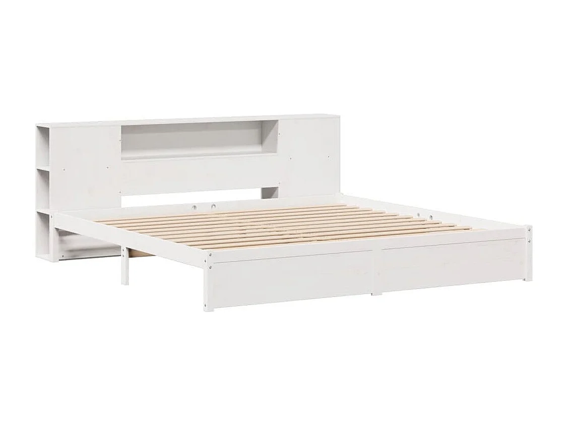 Lit bibliothèque sans matelas blanc 180x200 cm bois pin massif